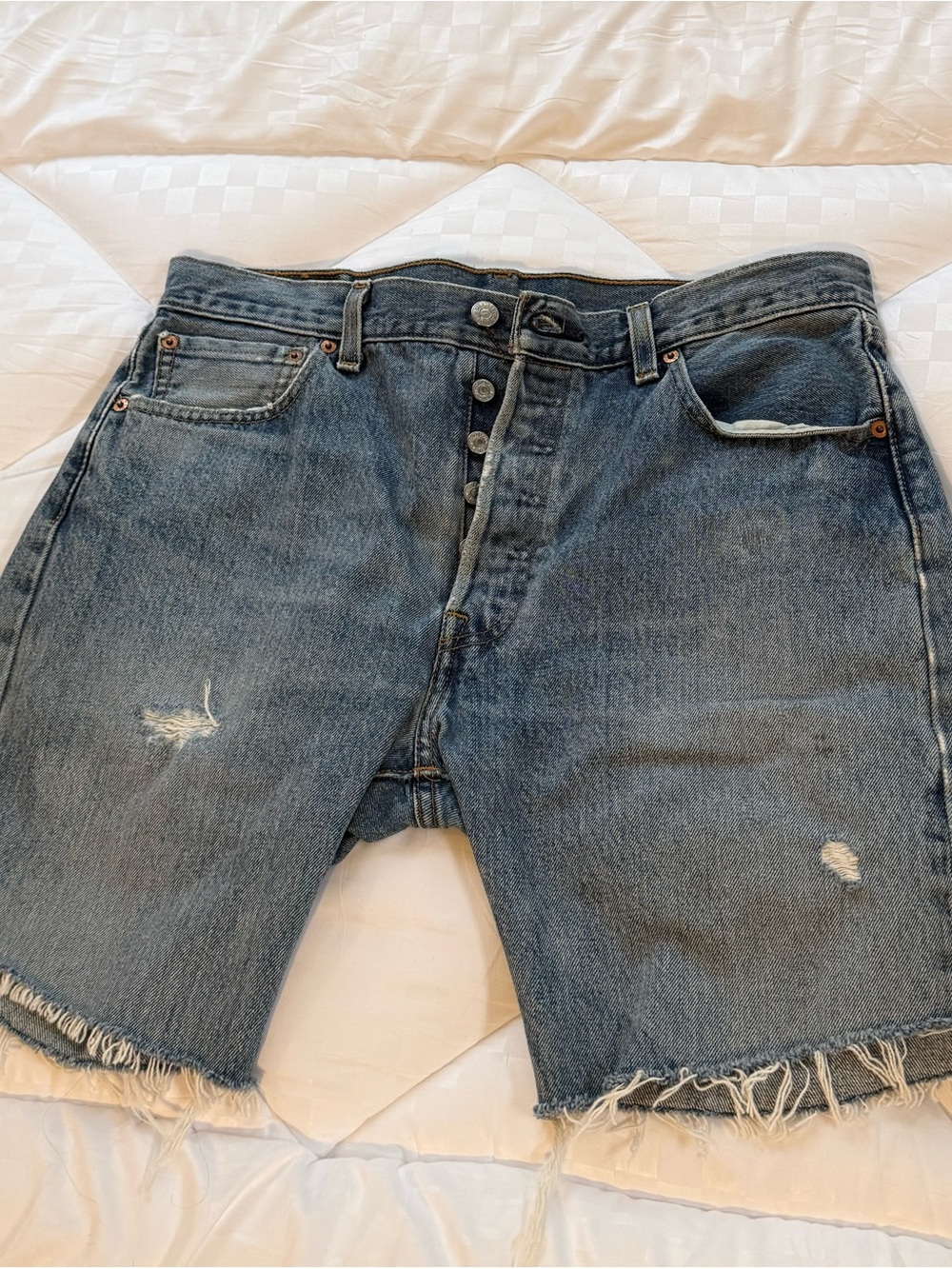 Levi's Distressed Blue Denim Cutoff Shorts